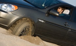 Car stuck in sand